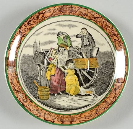 Cries of London (Green & Brown rim) Saucer for Flat Demitasse Cup