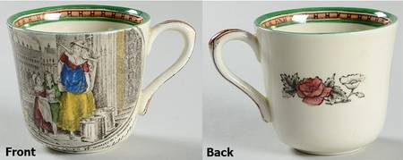 Cries of London (Green & Brown rim) Flat Demitasse Cup