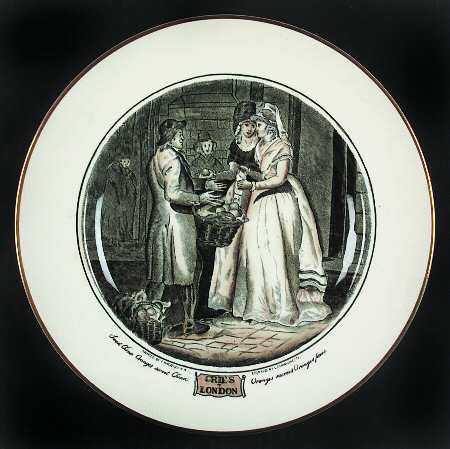 Cries of London (Bl & W Scenes, Cream Rim) Luncheon Plate