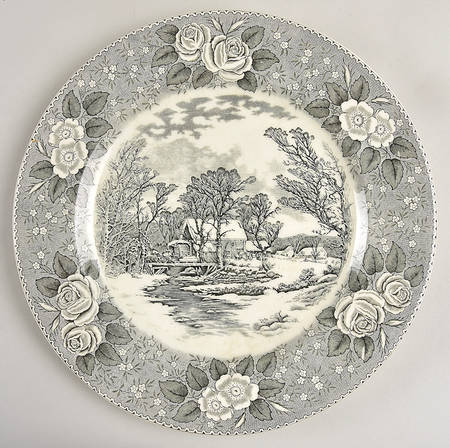Currier & Ives Black Dinner Plate