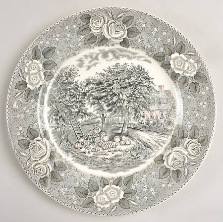 Currier & Ives Black Dinner Plate