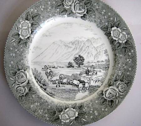 Currier & Ives Black Dinner Plate