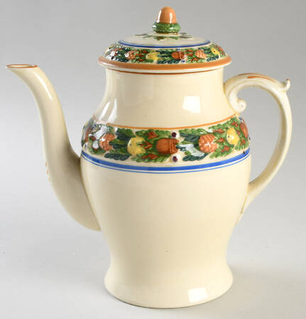Della Robia Multicolor on Cream Coffee Pot & Lid