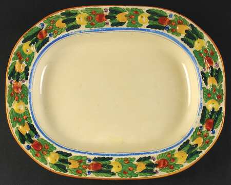 Della Robia Multicolor on Cream 13" Oval Serving Platter