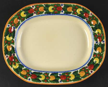 Della Robia Multicolor on Cream 11" Oval Serving Platter
