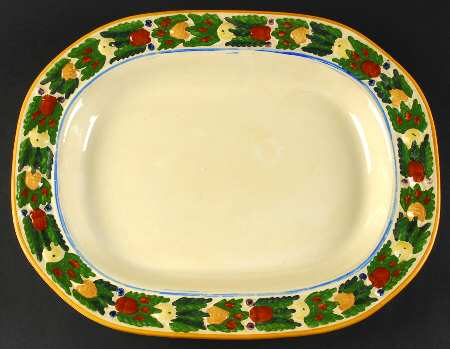 Della Robia Multicolor on Cream 15" Oval Serving Platter