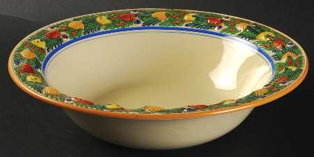 Della Robia Multicolor on Cream 9" Round Vegetable Bowl