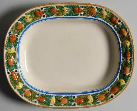 Della Robia Multicolor on Cream 9" Oval Serving Platter
