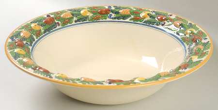 Della Robia Multicolor on Cream 10" Round Vegetable Bowl