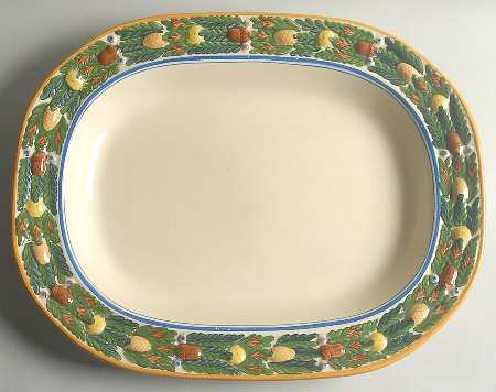 Della Robia Multicolor on Cream 17" Oval Serving Platter