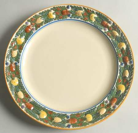 Della Robia Multicolor on Cream Dinner Plate