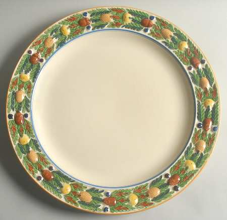 Della Robia Multicolor on Cream 14" Chop Plate (Round Platter)