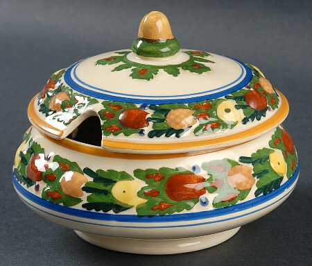 Della Robia Multicolor on Cream Sugar Bowl & Lid