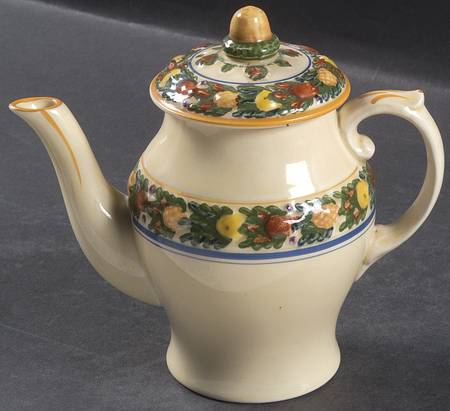 Della Robia Multicolor on Cream Individual Coffee Pot & Lid
