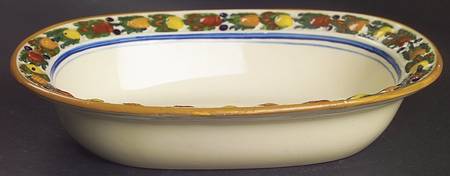 Della Robia Multicolor on Cream 8" Oval Vegetable Bowl