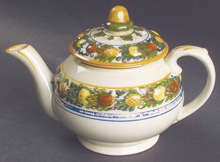 Della Robia Multicolor on Cream Individual Teapot & Lid