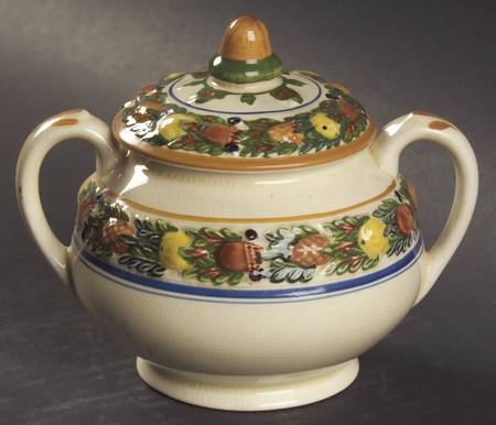 Della Robia Multicolor on Cream Sugar Bowl & Lid