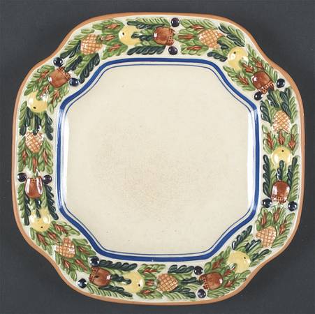 Della Robia Multicolor on Cream Square Salad Plate