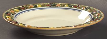 Della Robia Multicolor on Cream Large Rim Soup Bowl