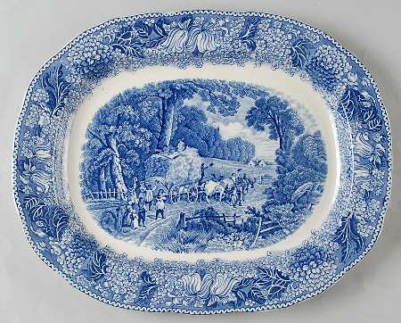 English Countryside Blue 15" Oval Serving Platter