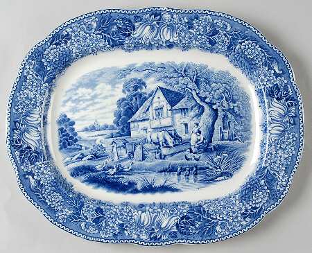 English Countryside Blue 13" Oval Serving Platter