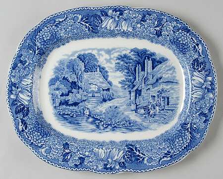 English Countryside Blue 11" Oval Serving Platter