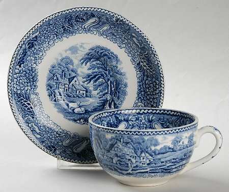 English Countryside Blue Flat Cup & Saucer Set