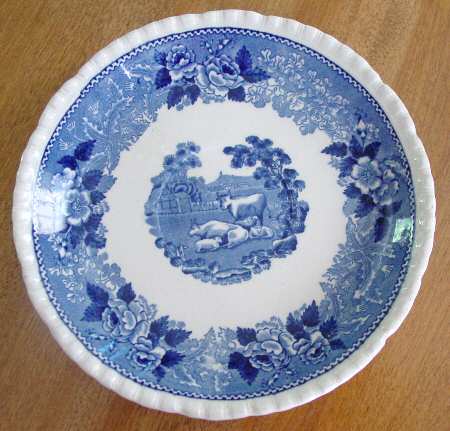 English Scenic Blue (Scalloped) Saucer for Cream Soup Bowl