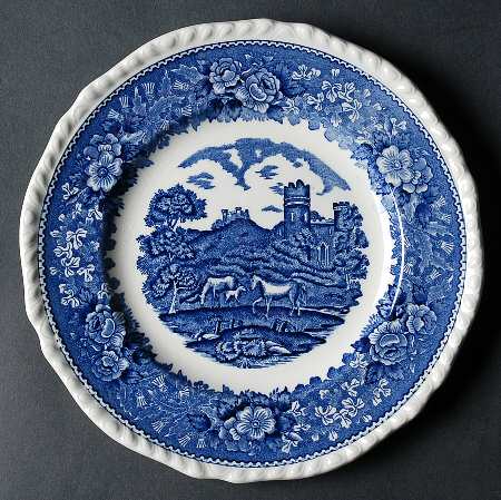 English Scenic Blue (Scalloped) Salad Plate