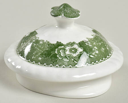 English Scenic Green (Scalloped) Lid for Teapot