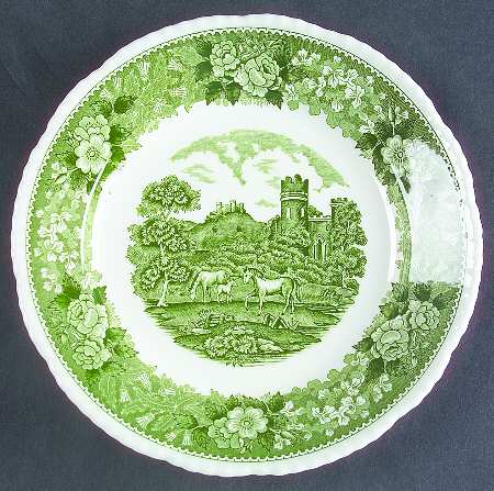 English Scenic Green (Scalloped) Salad Plate
