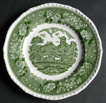 English Scenic Green (Scalloped) Salad Plate