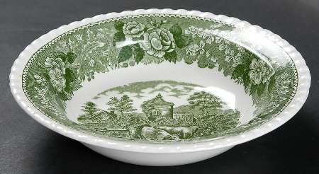 English Scenic Green (Scalloped) Rim Cereal Bowl