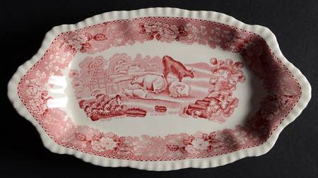 English Scenic Pink (Older-Cream) Relish/Gravy Underplate