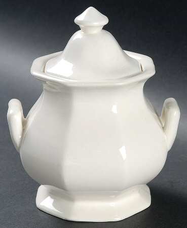 Hexagon White Sugar Bowl & Lid