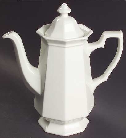 Hexagon White Coffee Pot & Lid