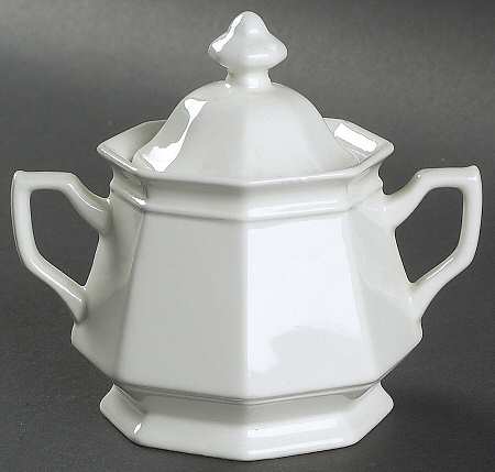 Hexagon White Sugar Bowl & Lid