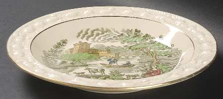 Italian Scenery Multicolor (Gold Trim) Large Rim Soup Bowl
