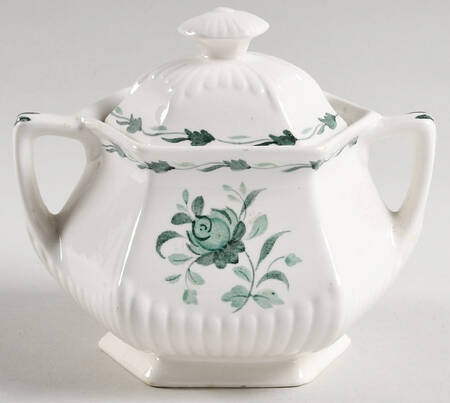 Lincoln (Green Vine on Rim) Sugar Bowl & Lid