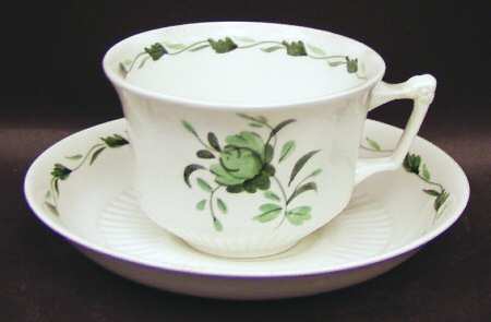 Lincoln (Green Vine on Rim) Flat Cup & Saucer Set