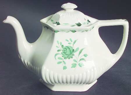 Lincoln (Green Vine on Rim) Mini Teapot & Lid
