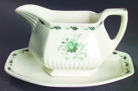 Lincoln (Green Vine on Rim) Gravy Boat & Underplate/Relish