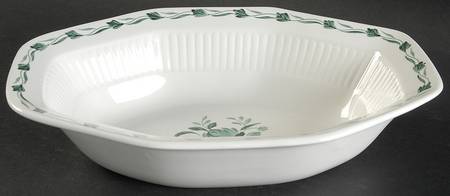 Lincoln (Green Vine on Rim) 9" Oval Vegetable Bowl