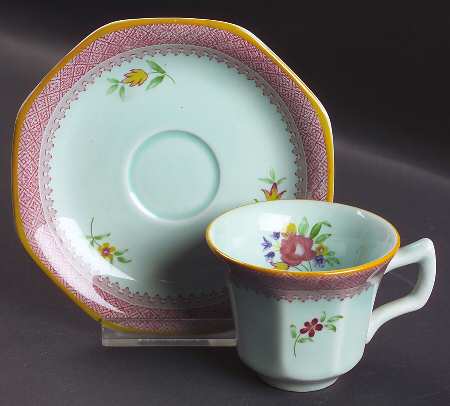 Lowestoft (Newer Backstamp) Flat Demitasse Cup & Saucer Set