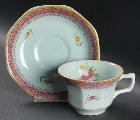 Lowestoft (Newer Backstamp) Flat Cup & Saucer Set