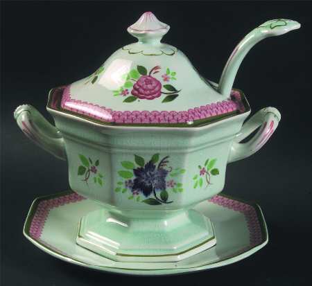 Mandalay Green Sauce Boat & Lid & Underplate & Ladle