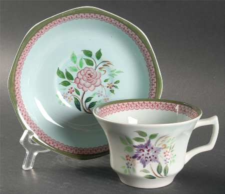 Mandalay Green Flat Cup & Saucer Set