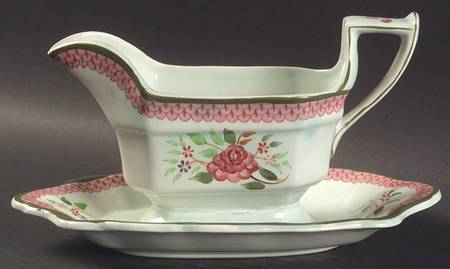 Mandalay Green Gravy Boat with Attached Underplate
