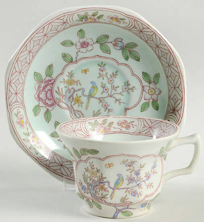 Singapore Bird (Older Backstamp) Flat Cup & Saucer Set