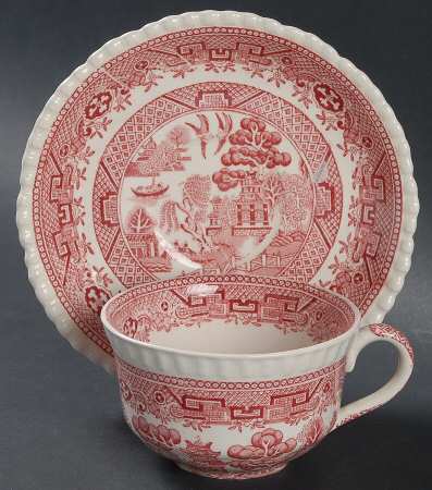 Willow Pink Flat Cup & Saucer Set
